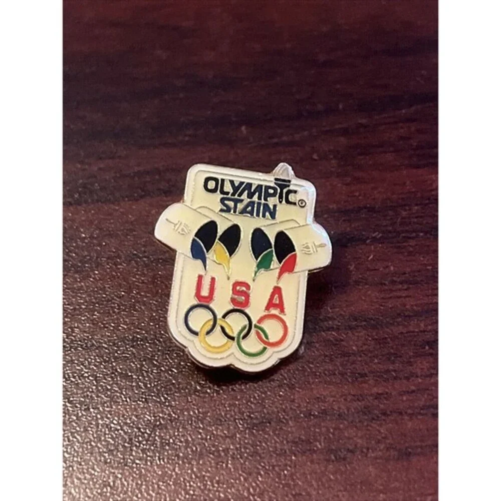 Vintage Olympic Games Team USA Olympic Stain Paints Lapel Hat Pin